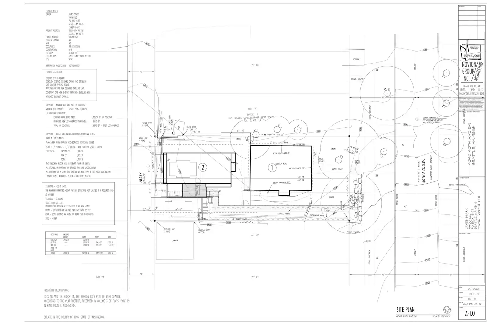 Site plan for 4043 40th Ave SW
