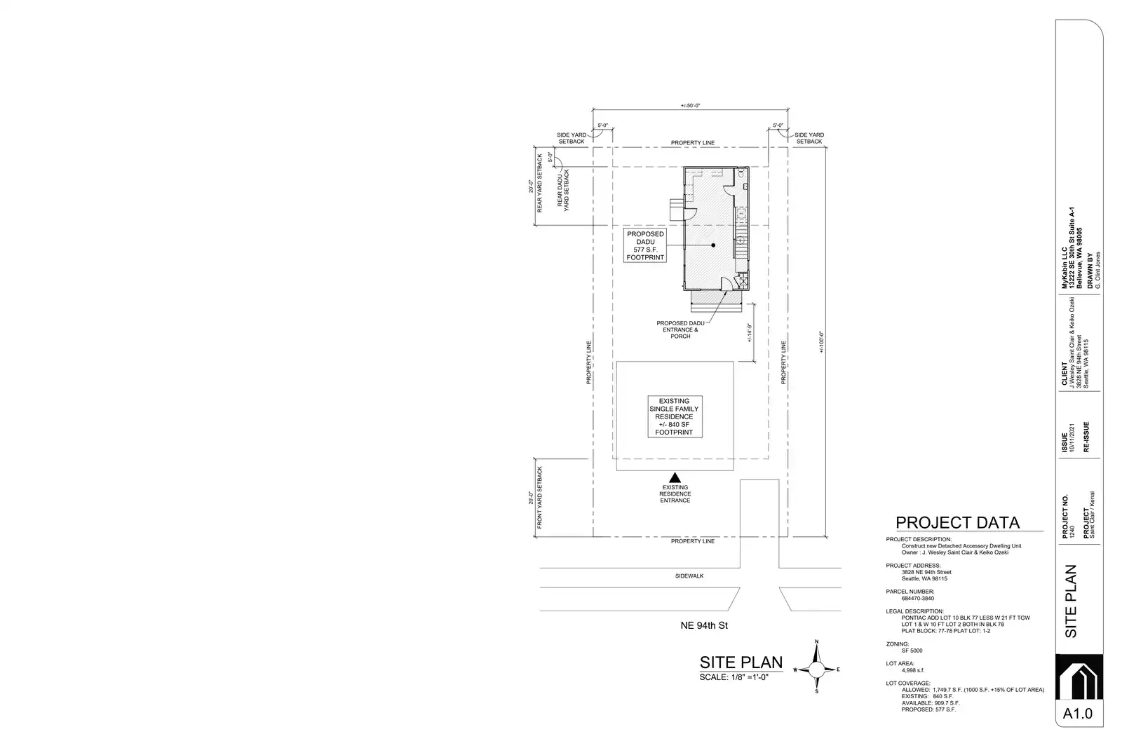 Site plan for 3830 NE 94th St
