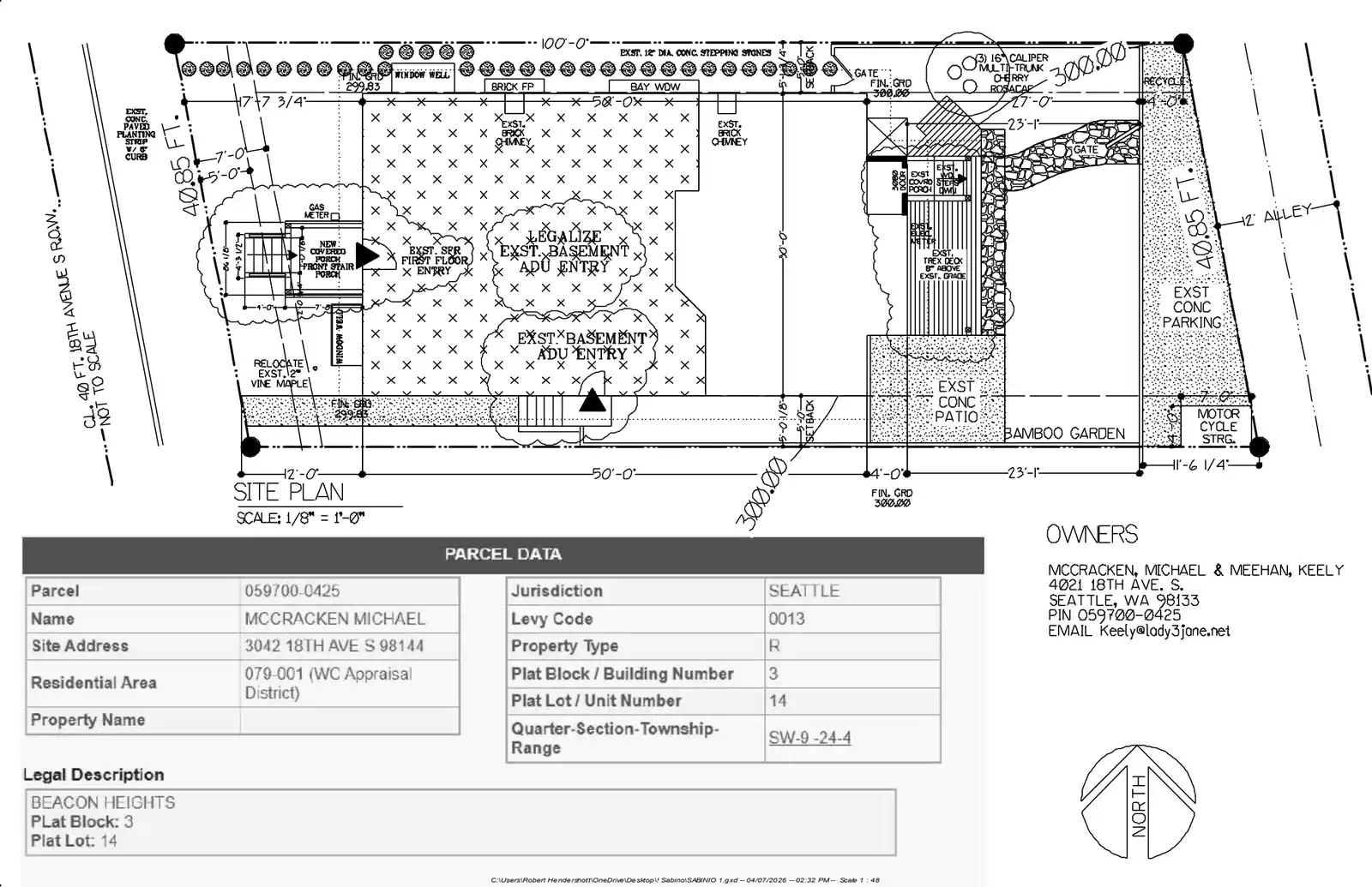 Site plan for 3042 18th Ave S