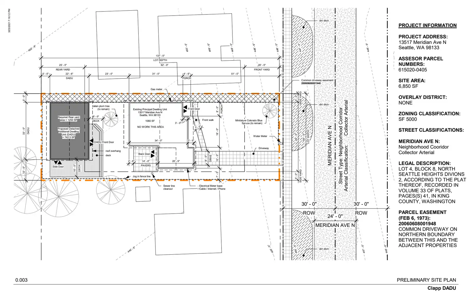 Site plan for 13517 Meridian Ave N