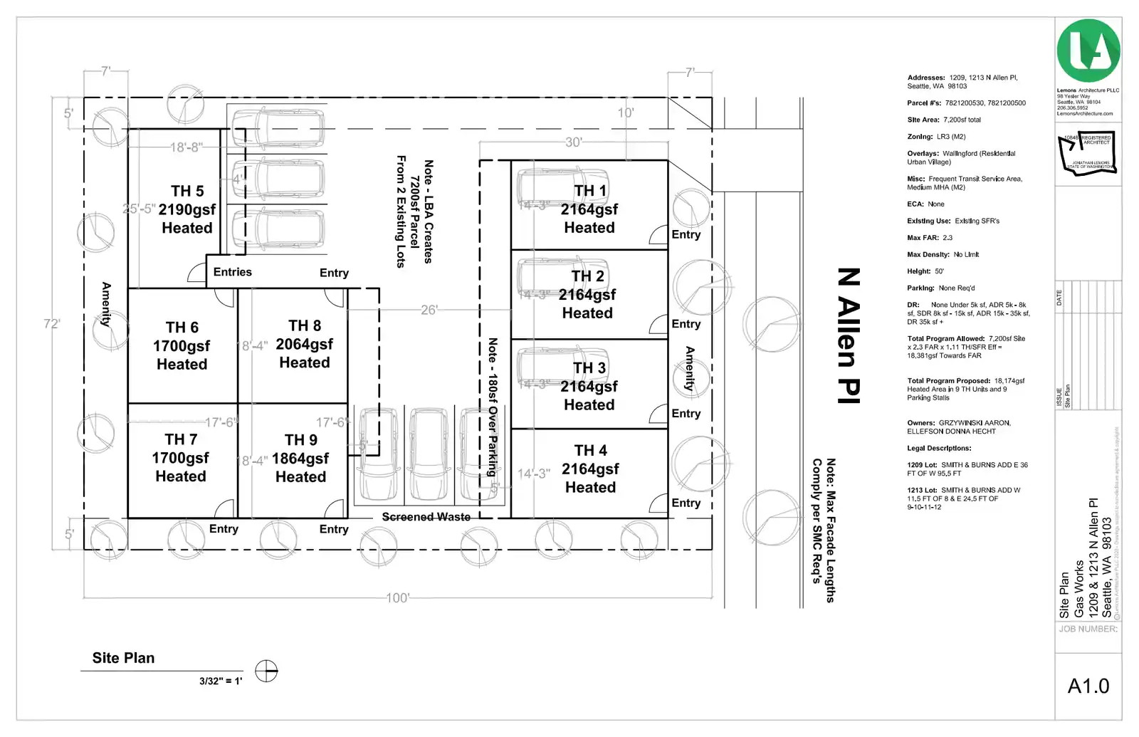 Site plan for 1209 N Allen Pl