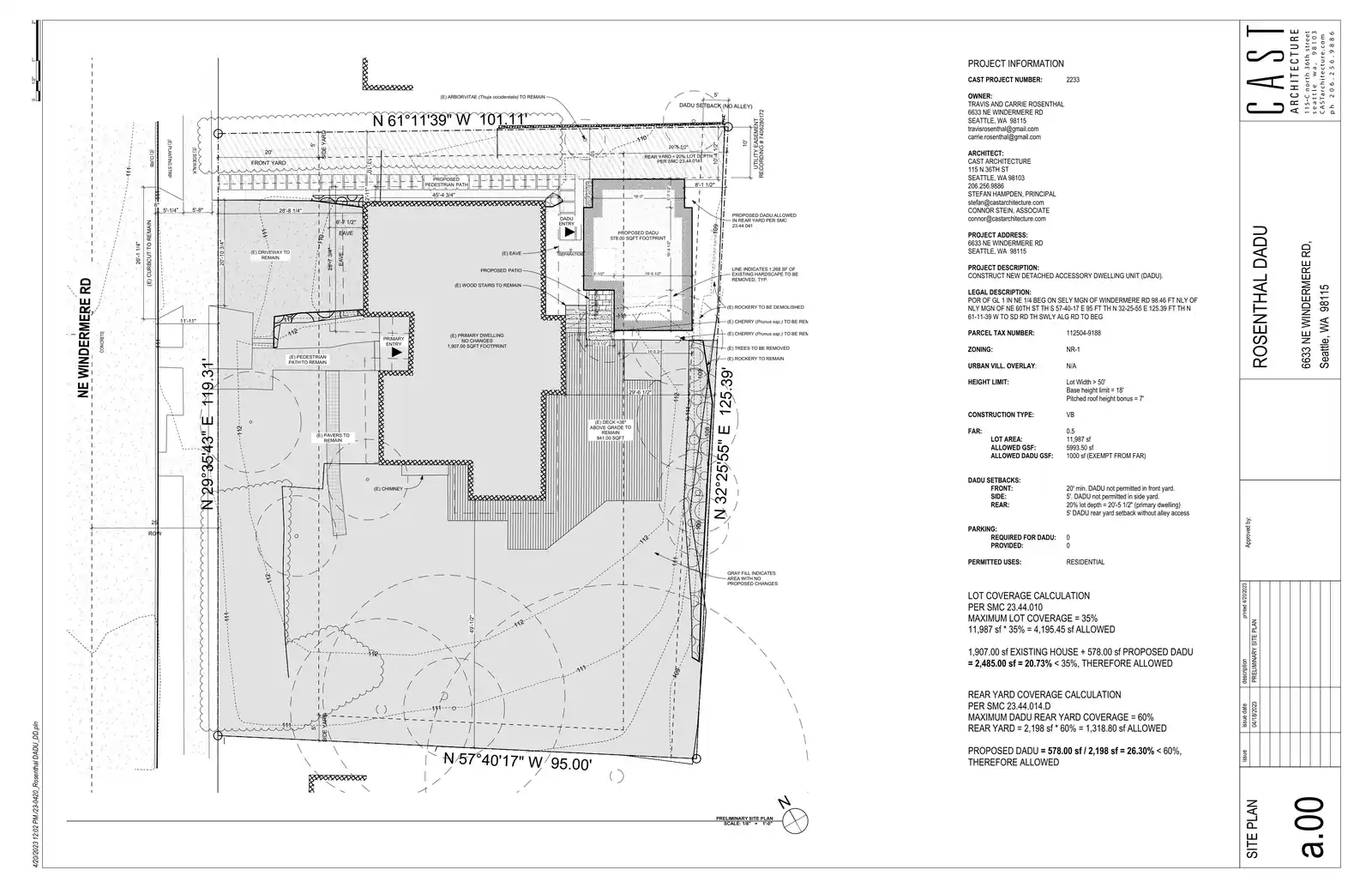 Site plan for 6633 NE Windermere Rd