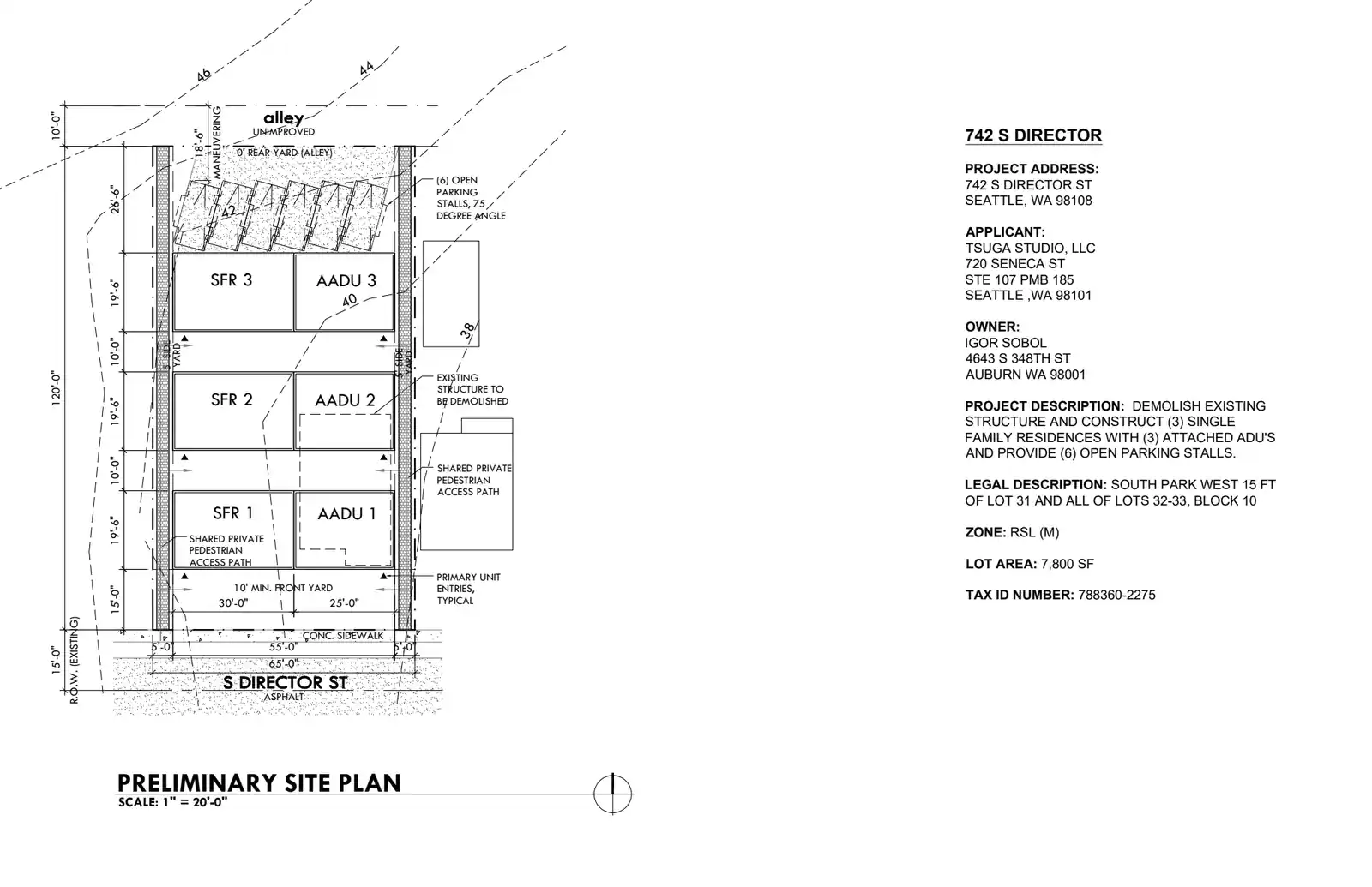 Site plan for 742 S Director St