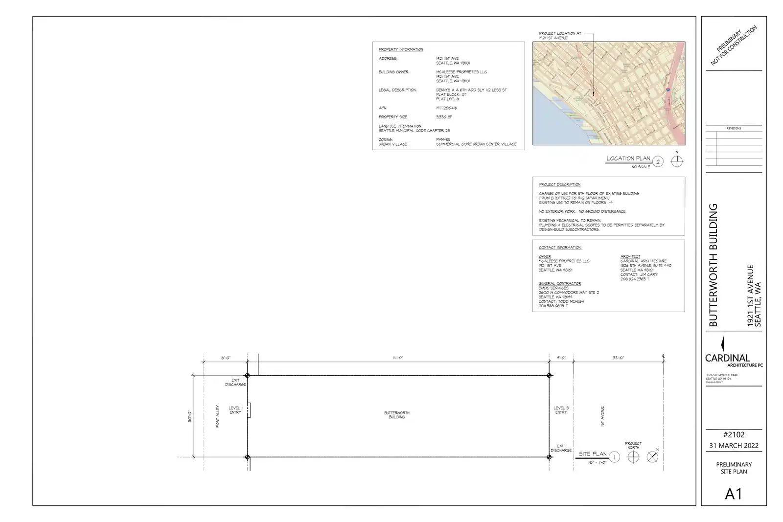 Site plan for 1921 1st Ave