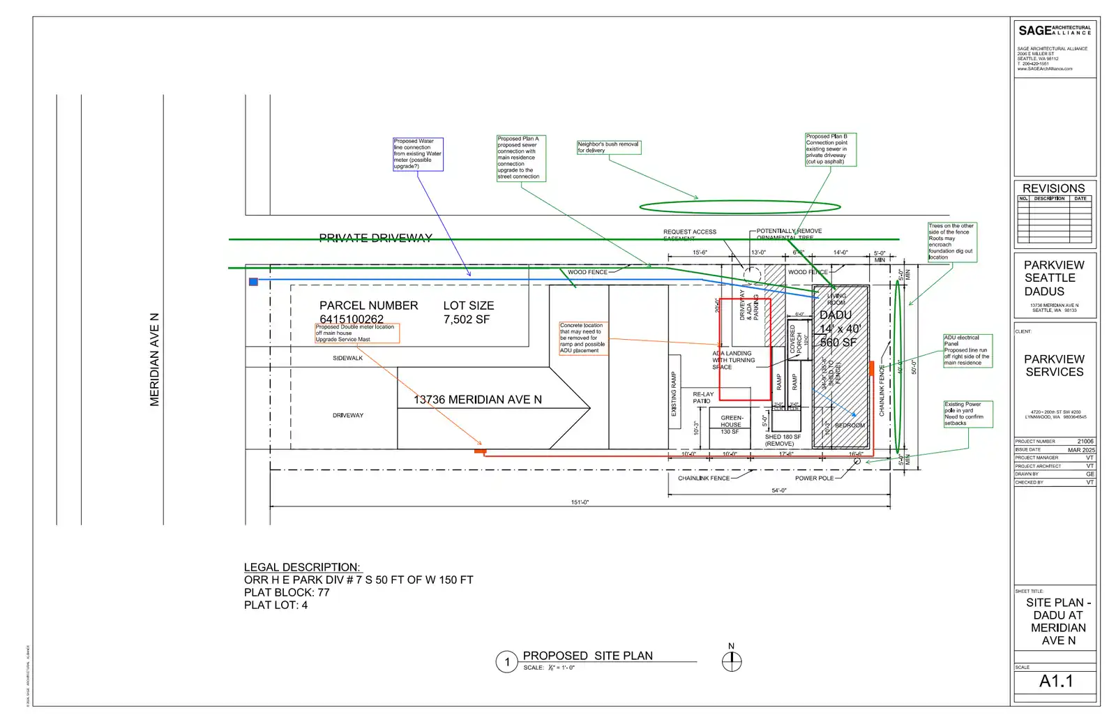 Site plan for 13736 Meridian Ave N