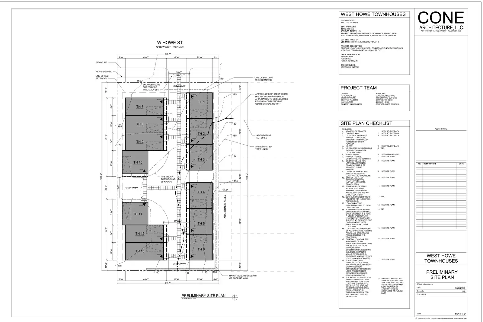 Site plan for 1217 W Howe St