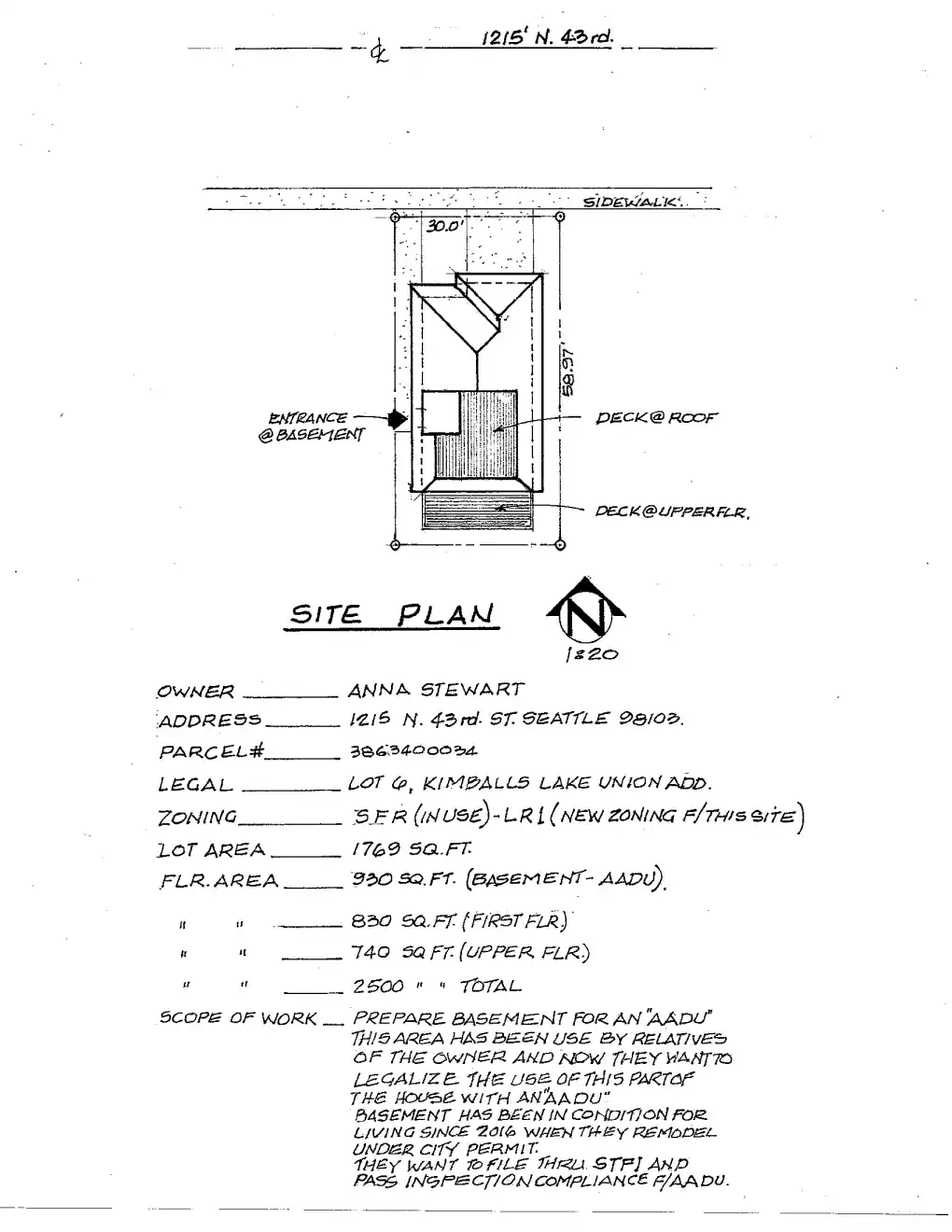 Site plan for 1215 N 43rd St