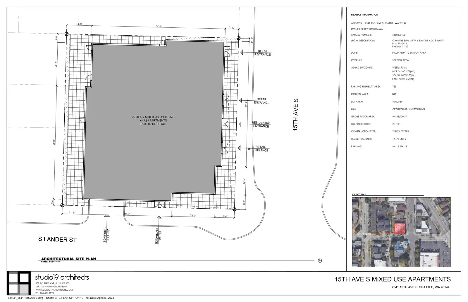 Site plan for 2541 15th Ave S