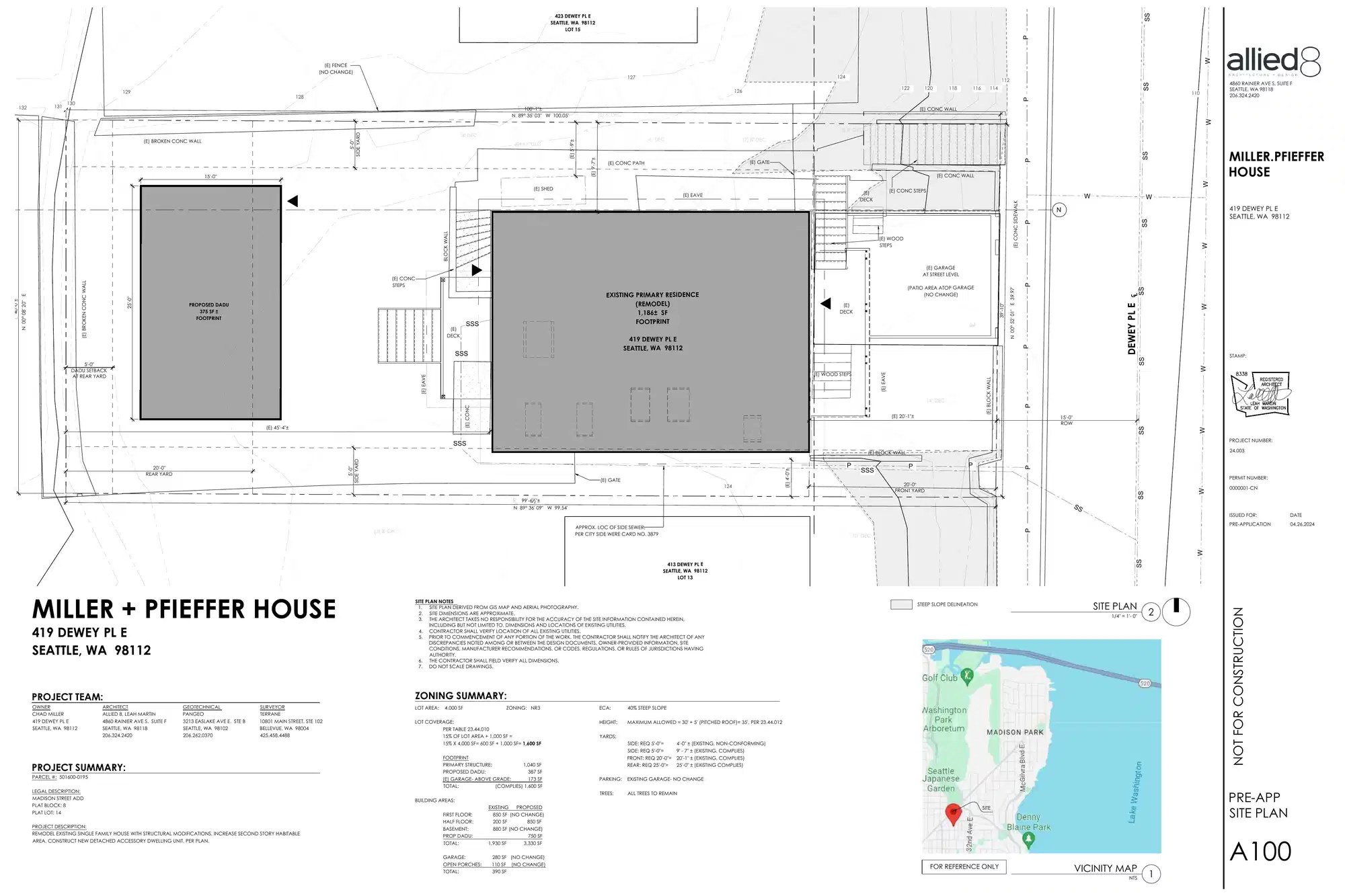 Site plan for 419 Dewey Pl E