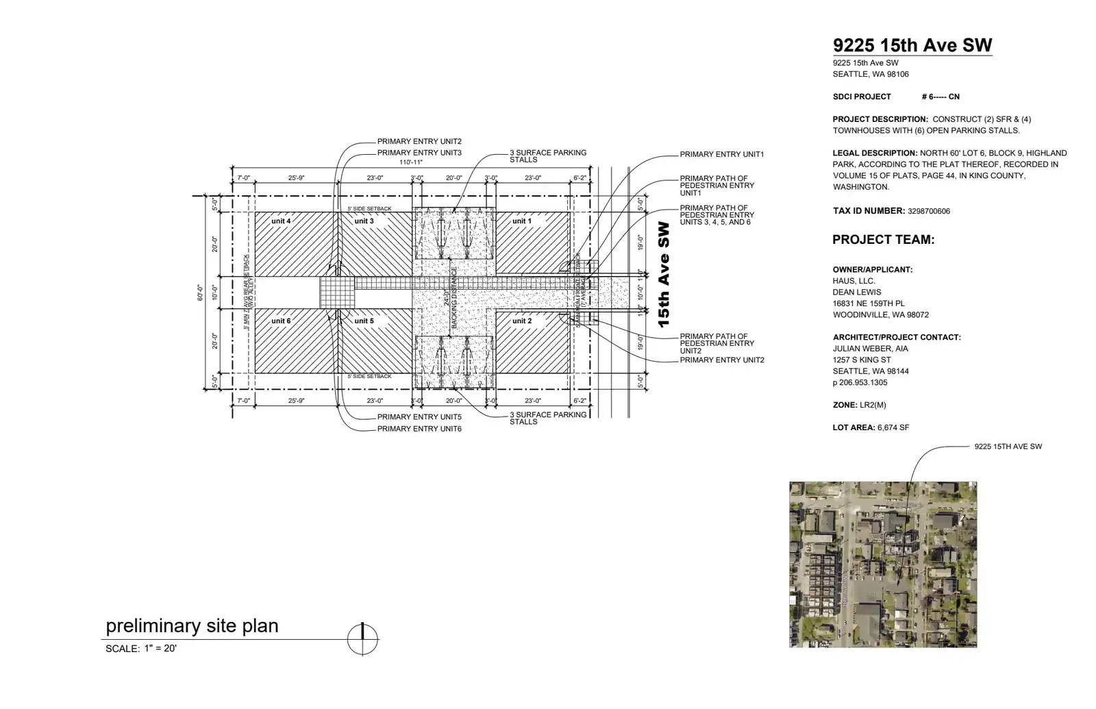 Site plan for 9225 15th Ave SW