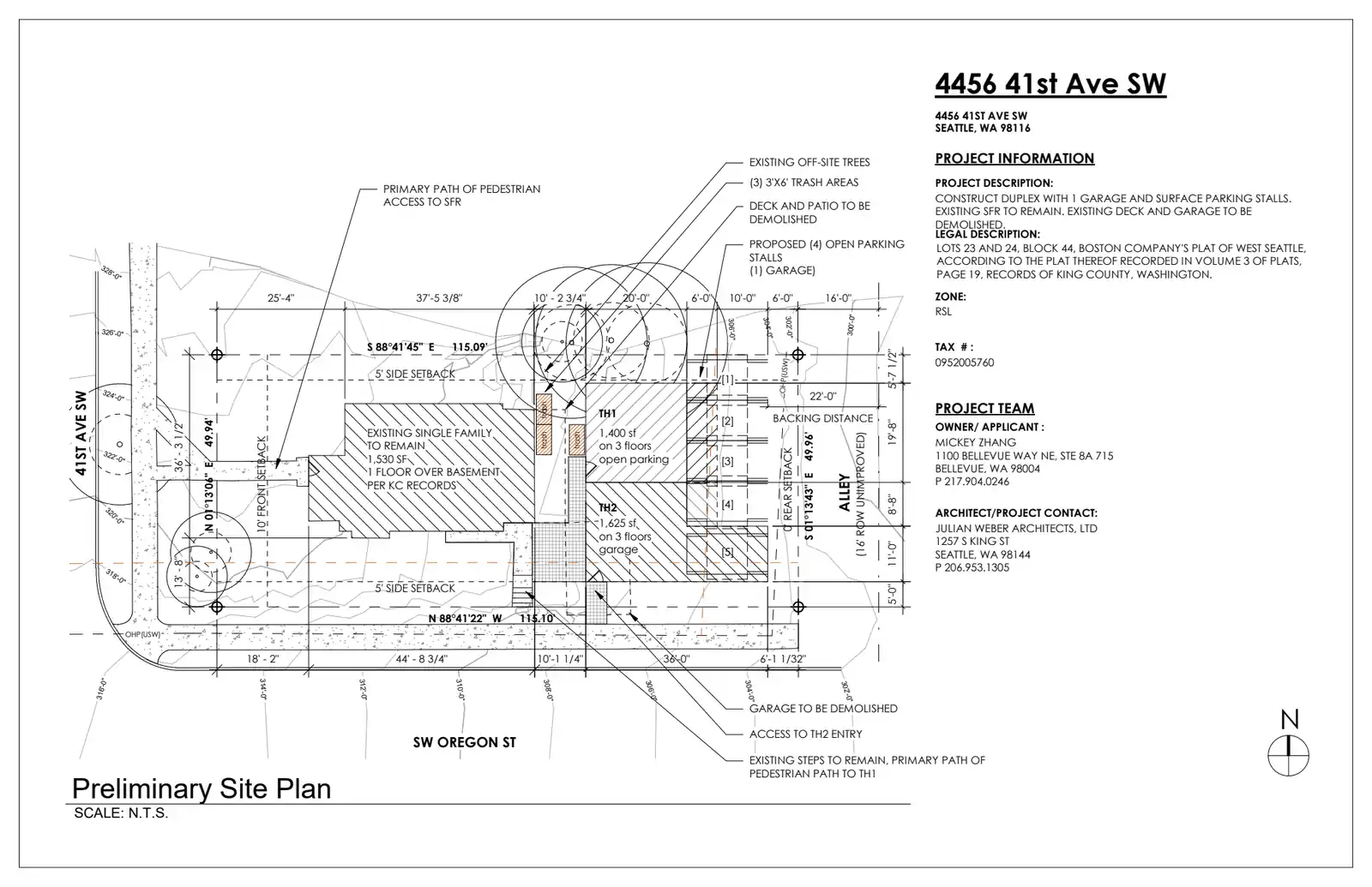 Site plan for 4456 41st Ave SW