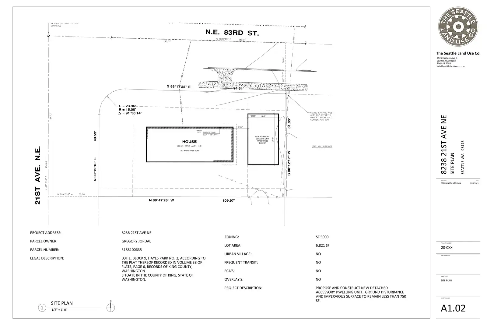 Site plan for 8238 21st Ave NE