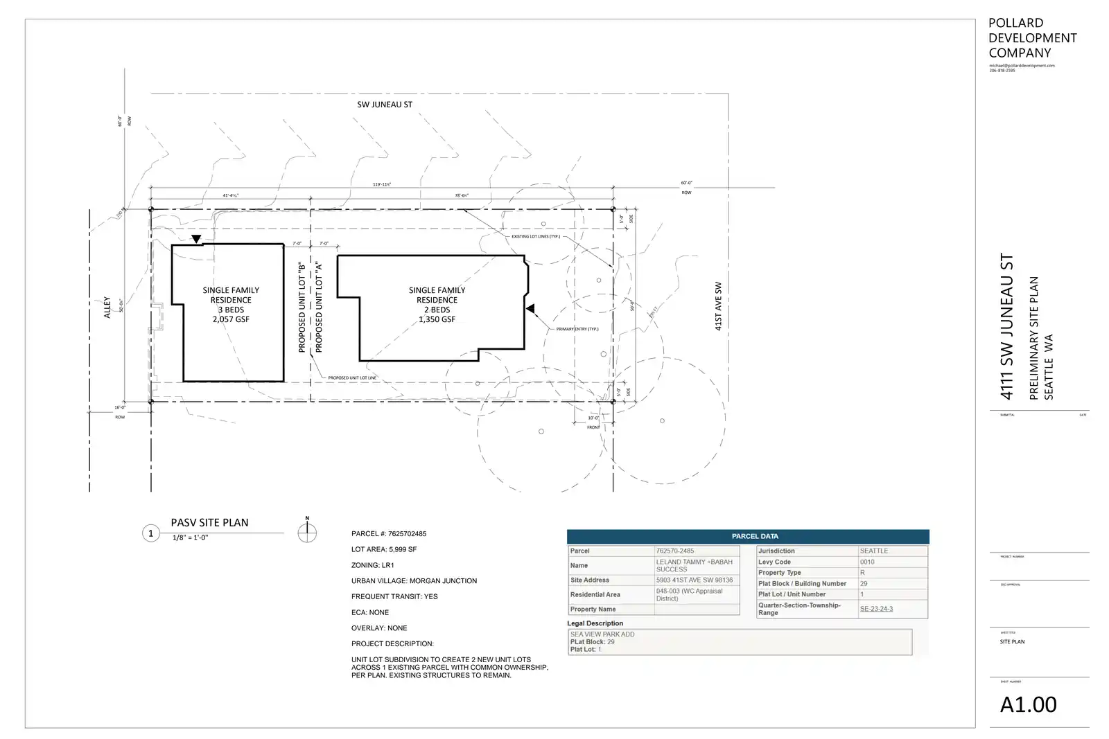 Site plan for 4111 SW Juneau St