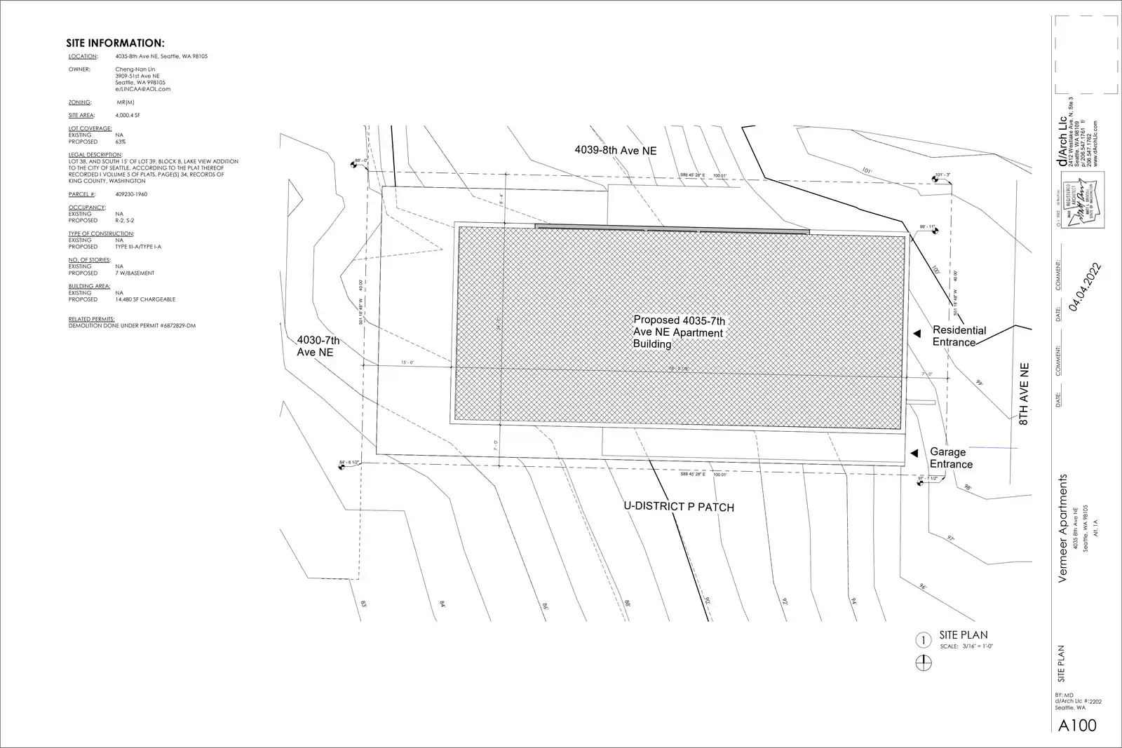 Site plan for 4035 8th Ave NE