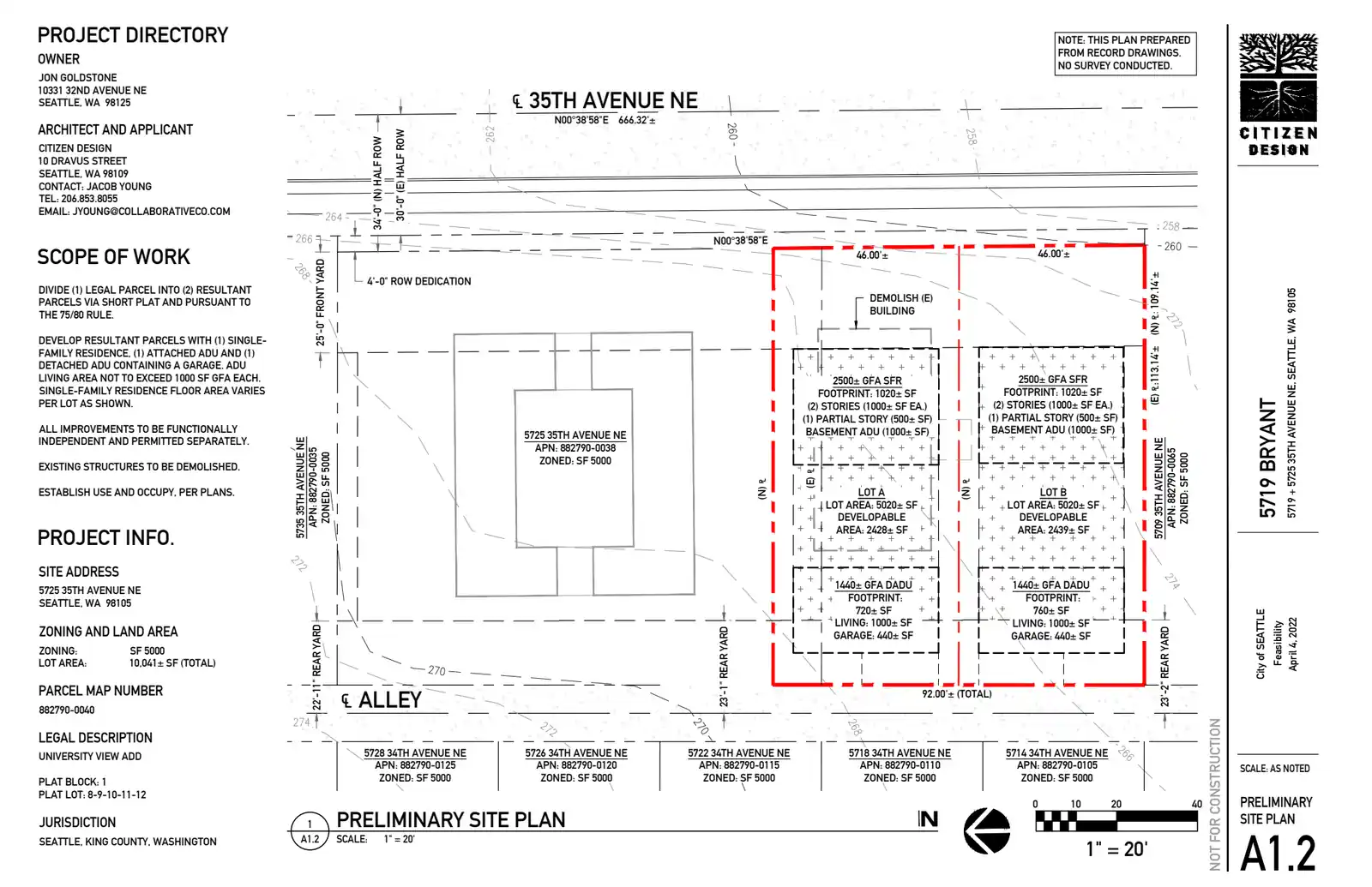 Site plan for 5719 35th Ave NE