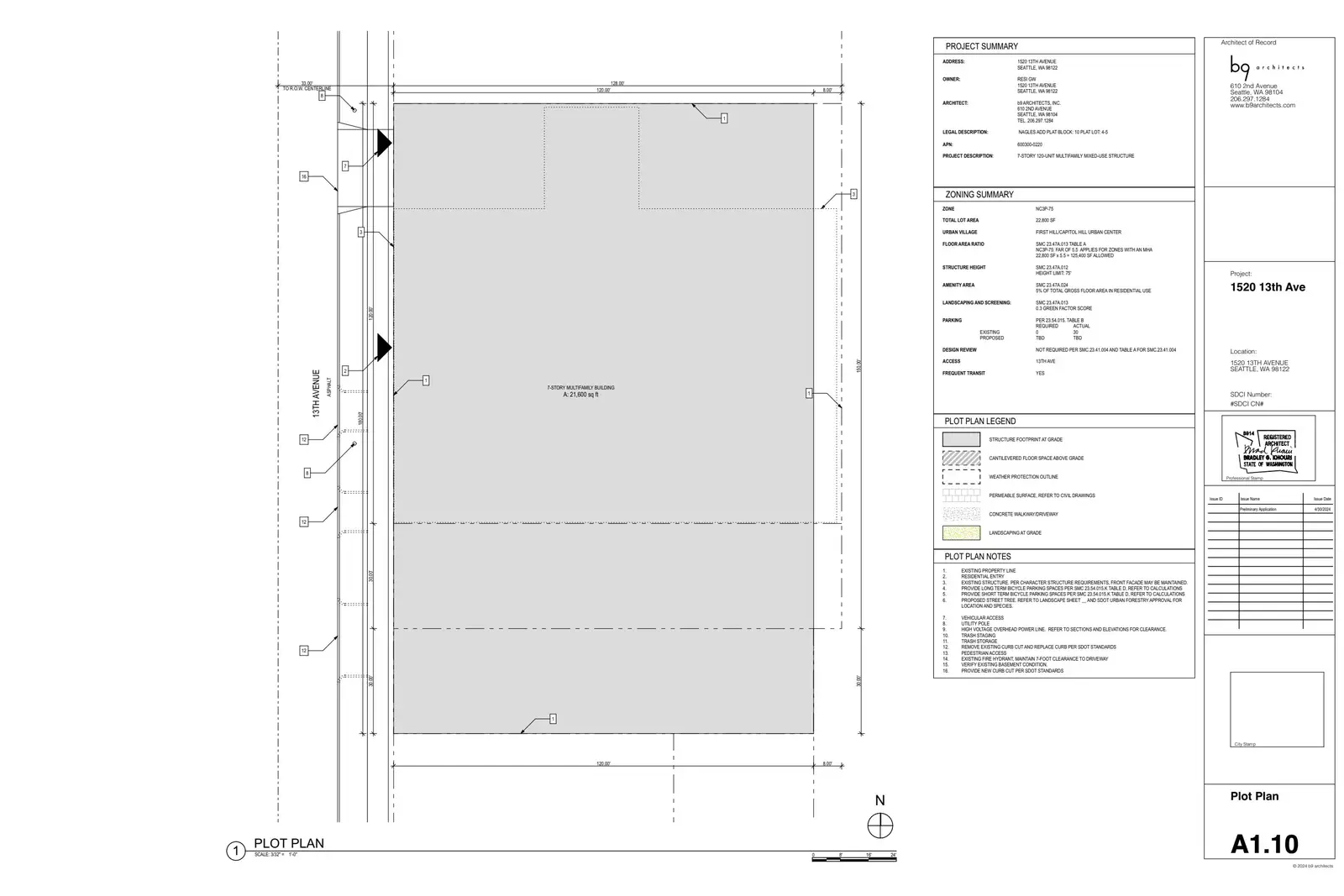 Site plan for 1520 13th Ave
