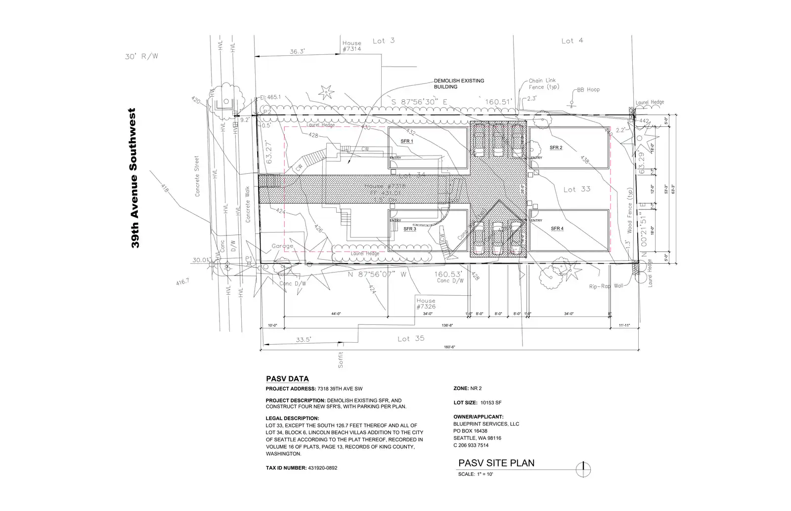 Site plan for 7318 39th Ave SW