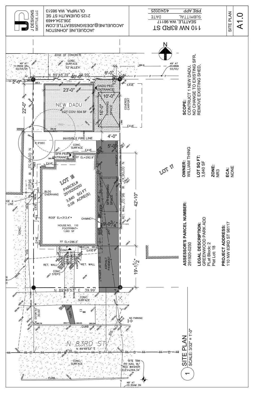 Site plan for 110 B NW 83rd St