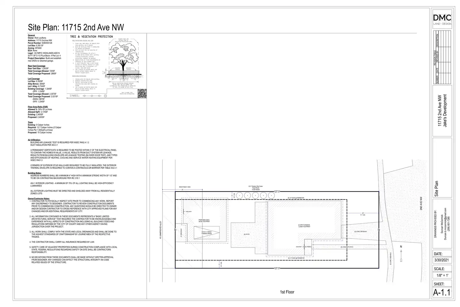 Site plan for 11715 2nd Ave NW