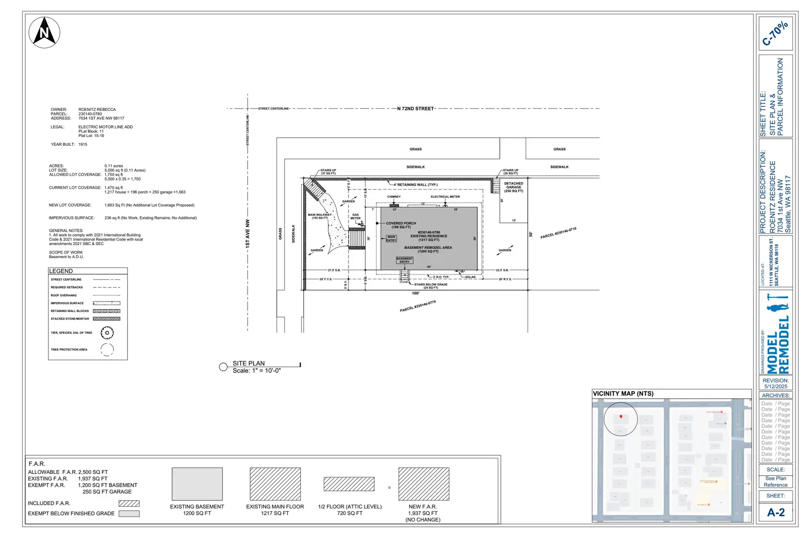 Site plan for 7034 1st Ave NW