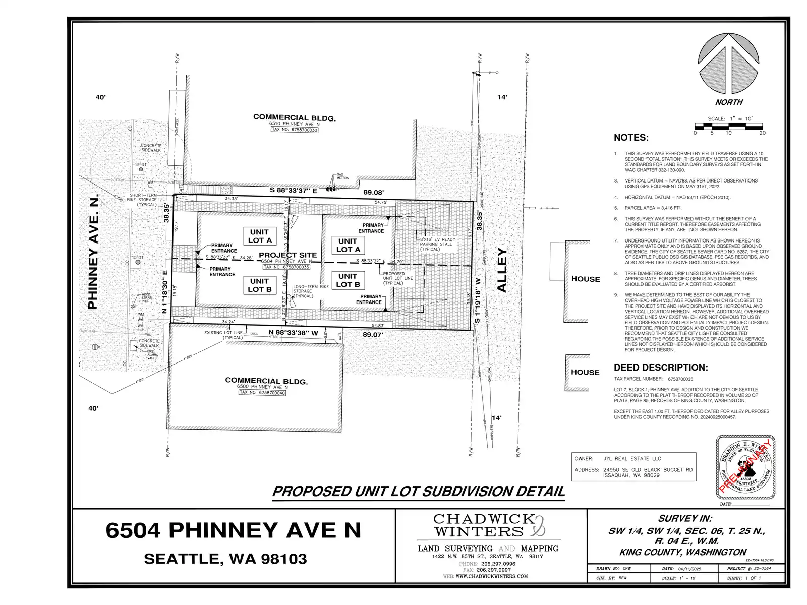 Site plan for 6504 Phinney Ave N