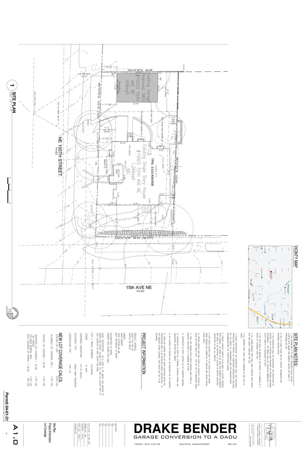 Site plan for 10003 15th Ave NE