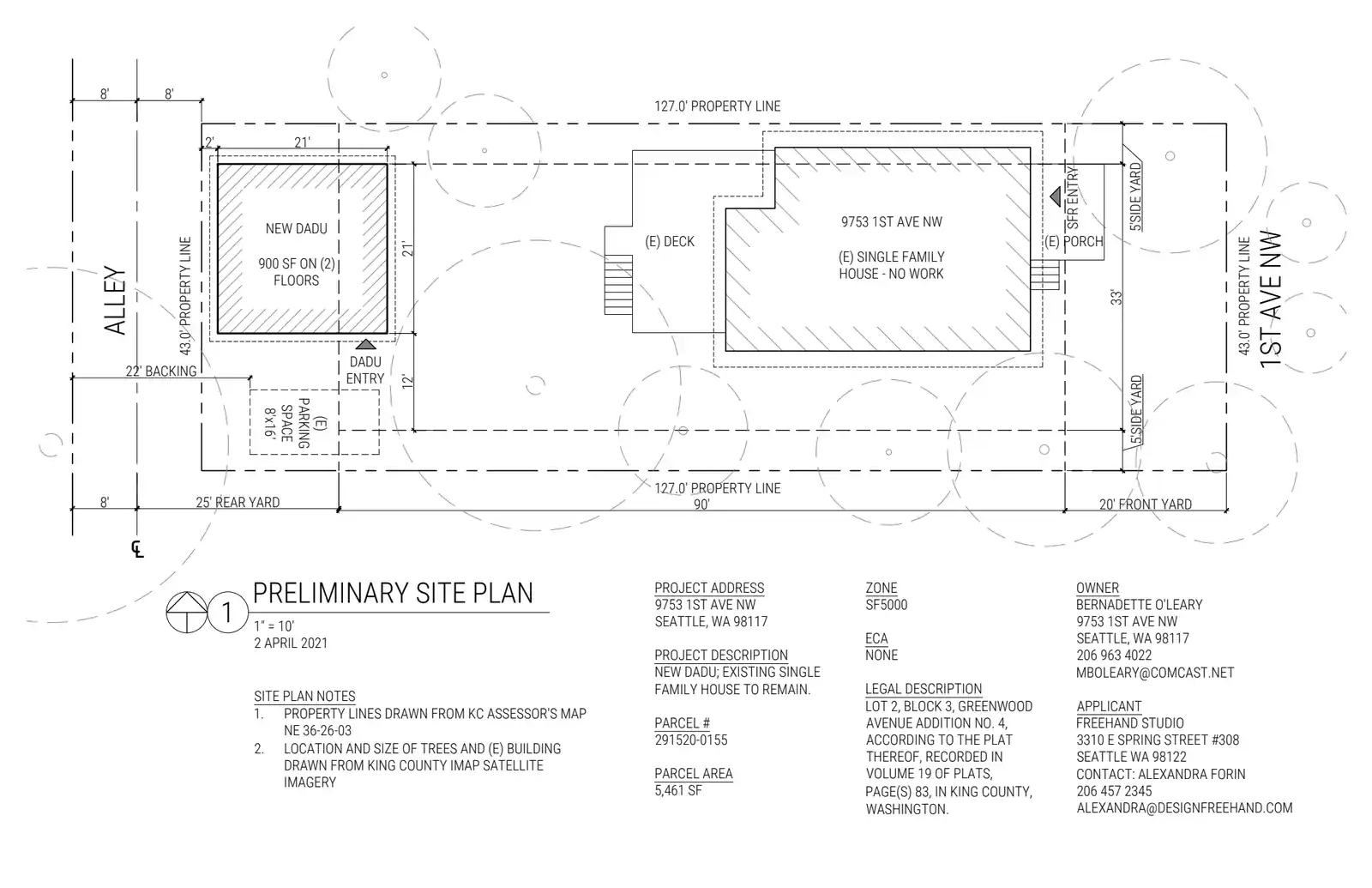 Site plan for 9753 B 1st Ave NW