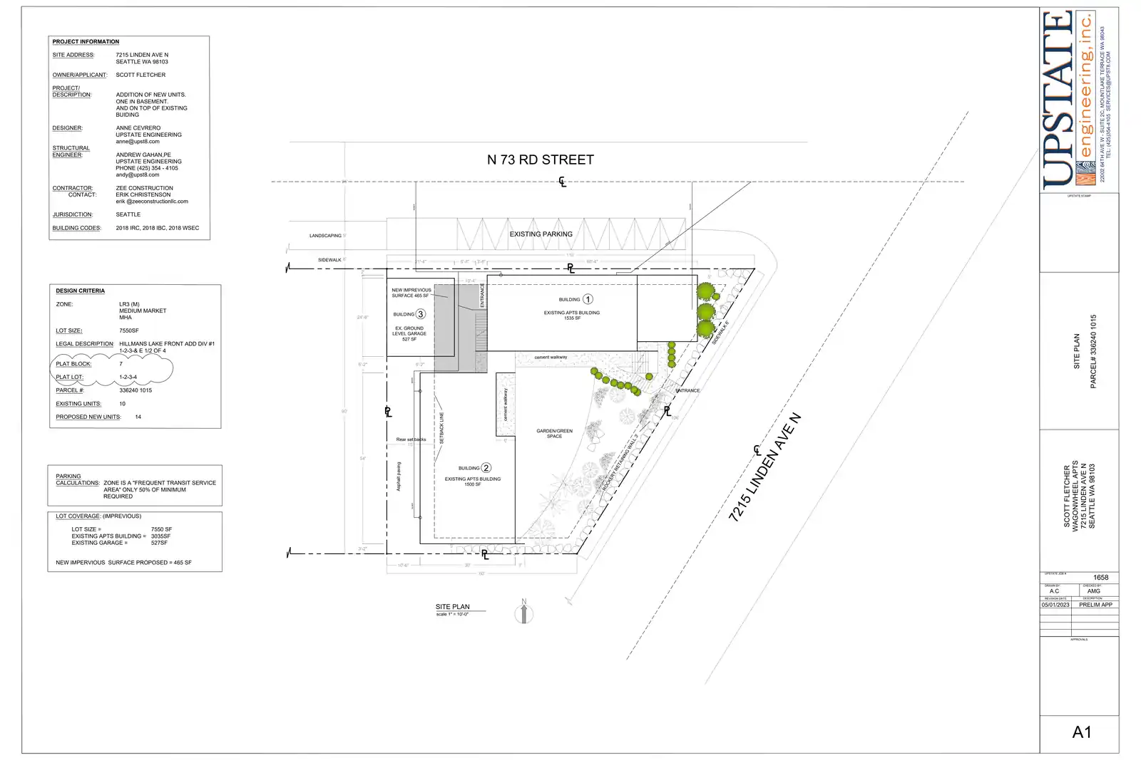 Site plan for 7215 Linden Ave N