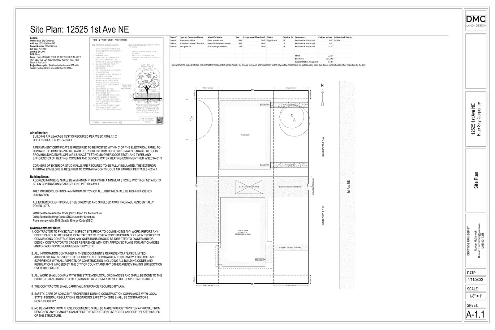 Site plan for 12529 1st Ave NE