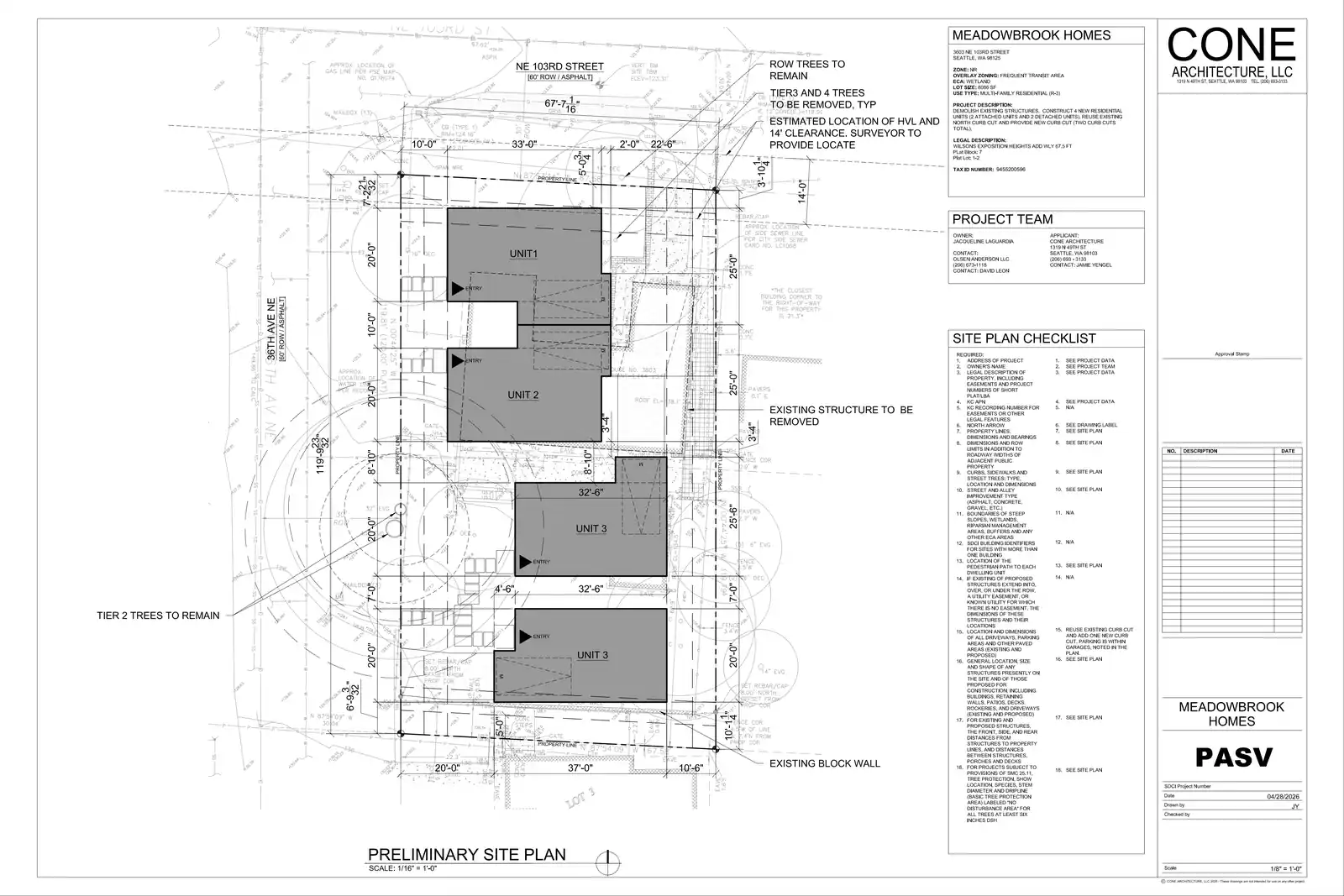 Site plan for 3603 NE 103rd St