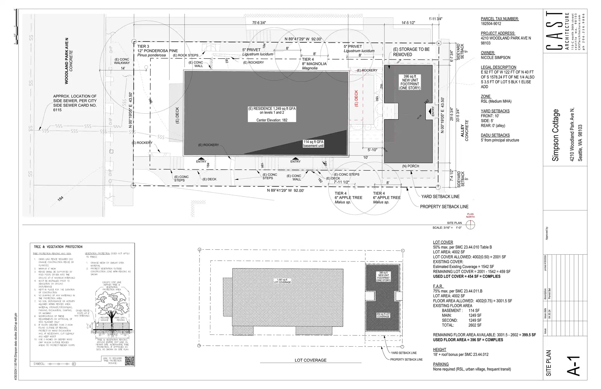 Site plan for 4208 Woodland Park Ave N