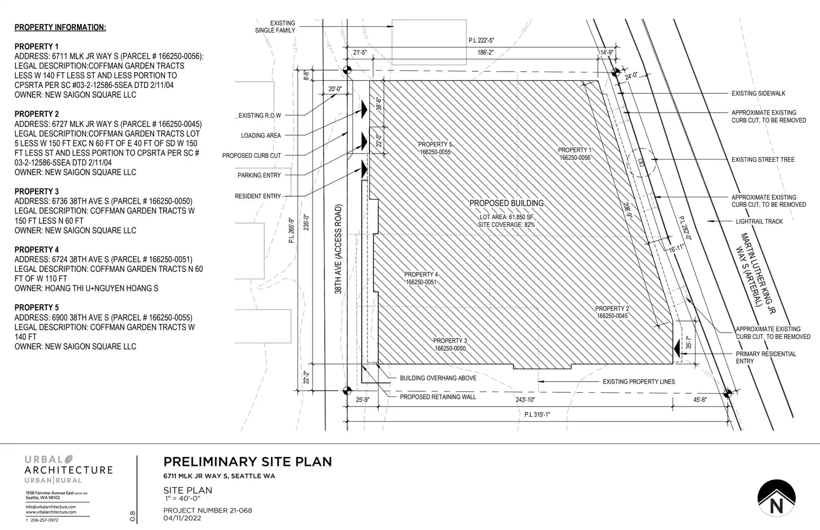 Site plan for 6711 M L King Jr Way S