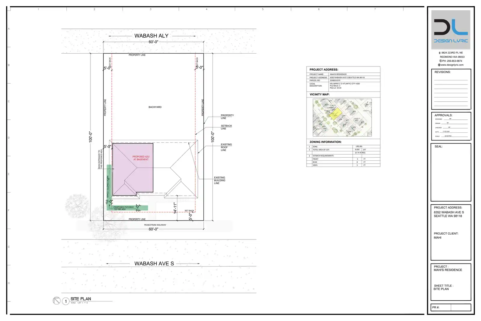 Site plan for 8352 Wabash Ave S