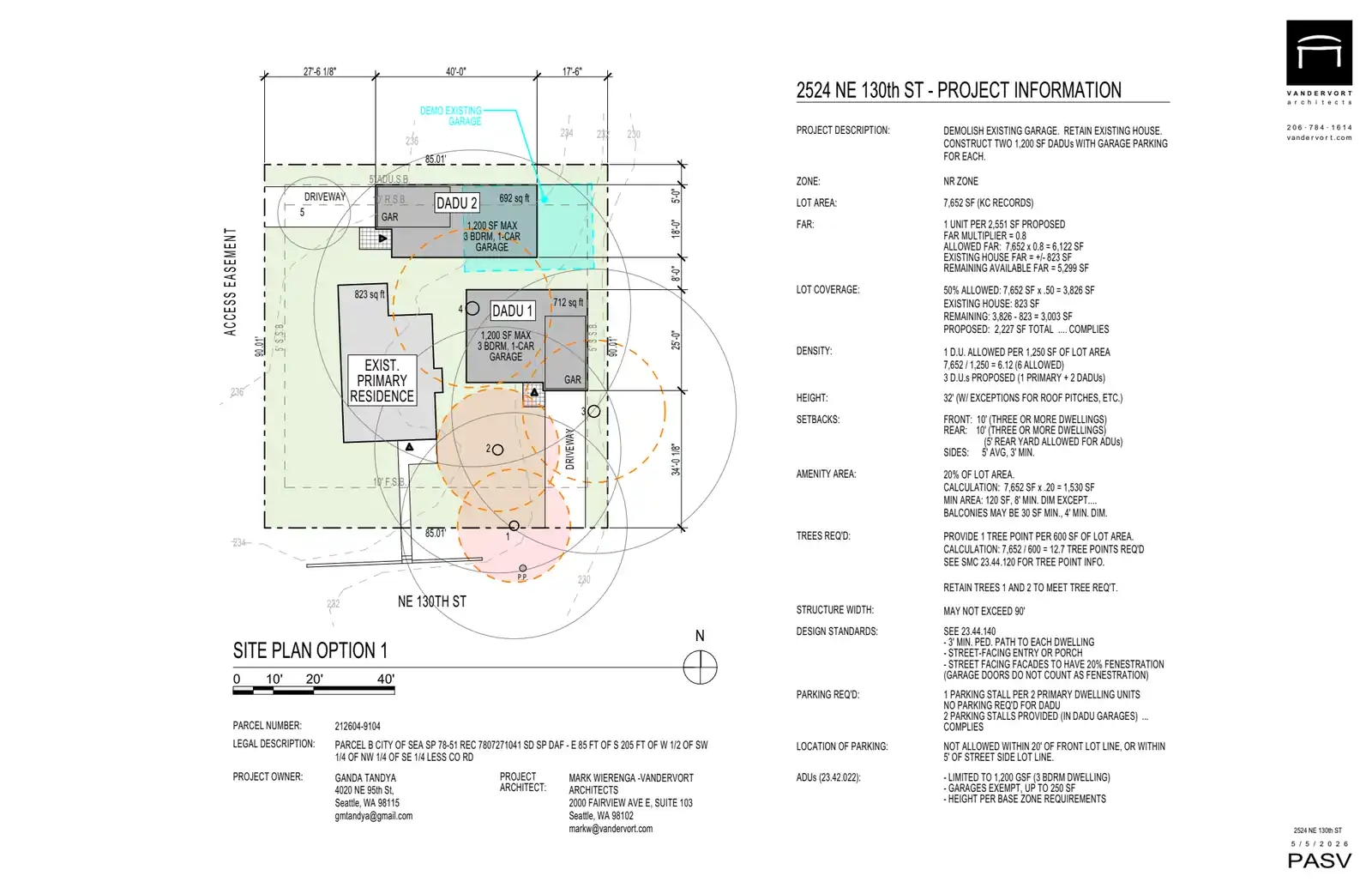 Site plan for 2524 NE 130th St