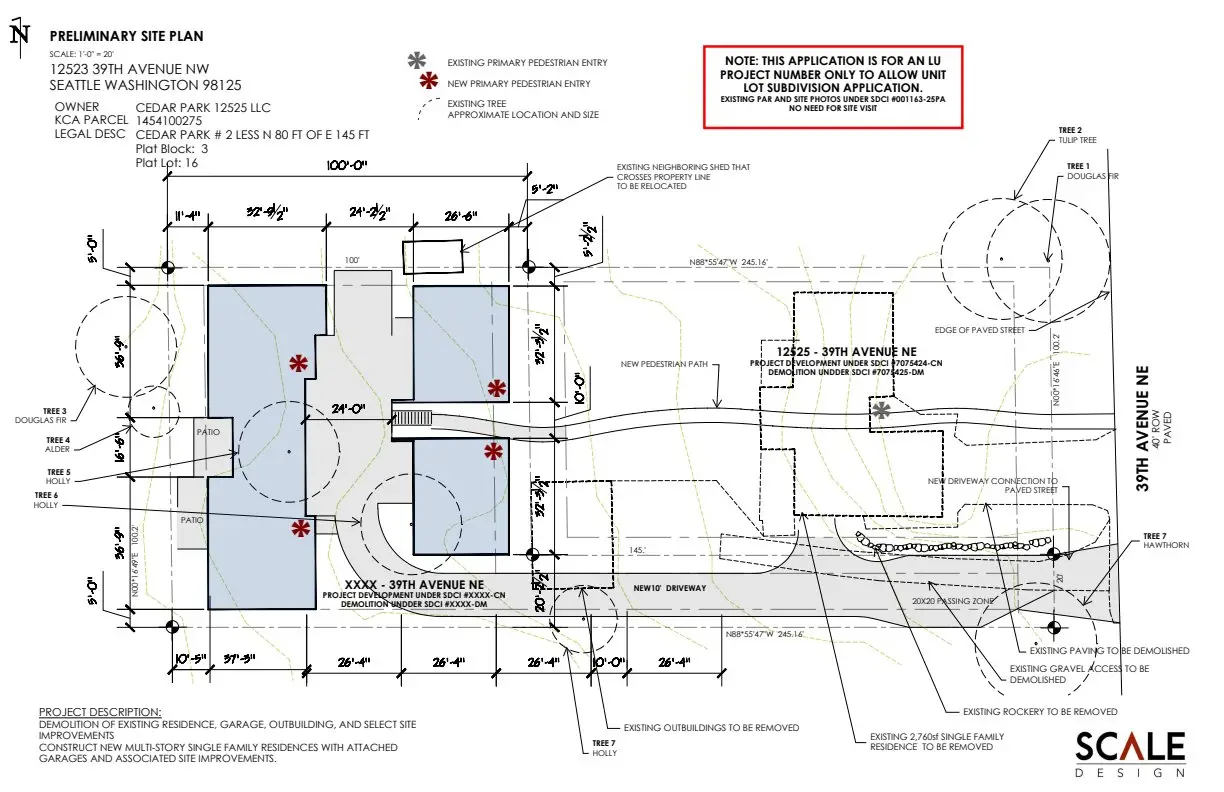 Site plan for 12523 39th Ave NE