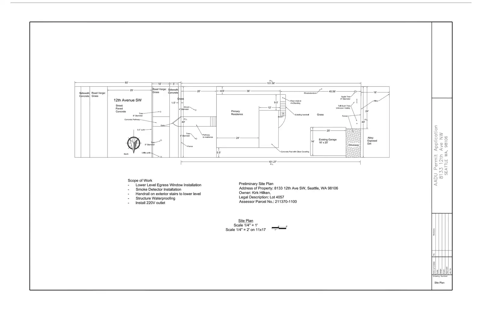 Site plan for 8133 12th Ave SW