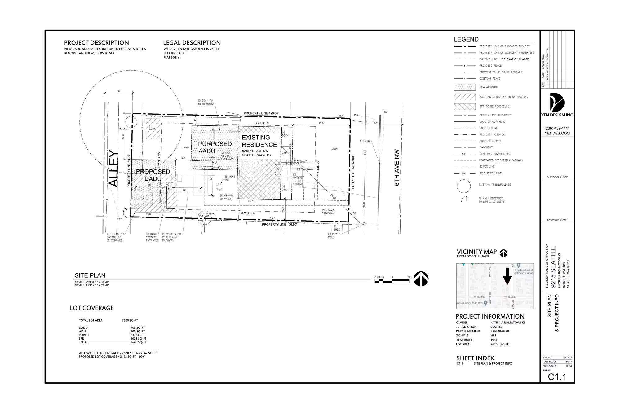 Site plan for 9215 6th Ave NW