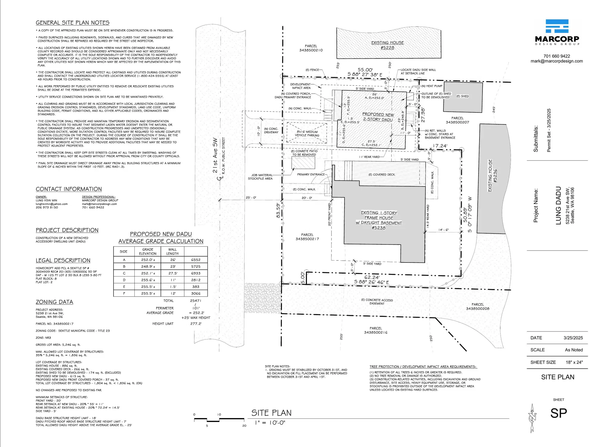 Site plan for 5238 B 21st Ave SW