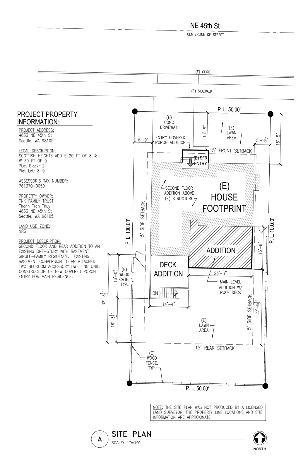 Site plan for 4833 NE 45th St