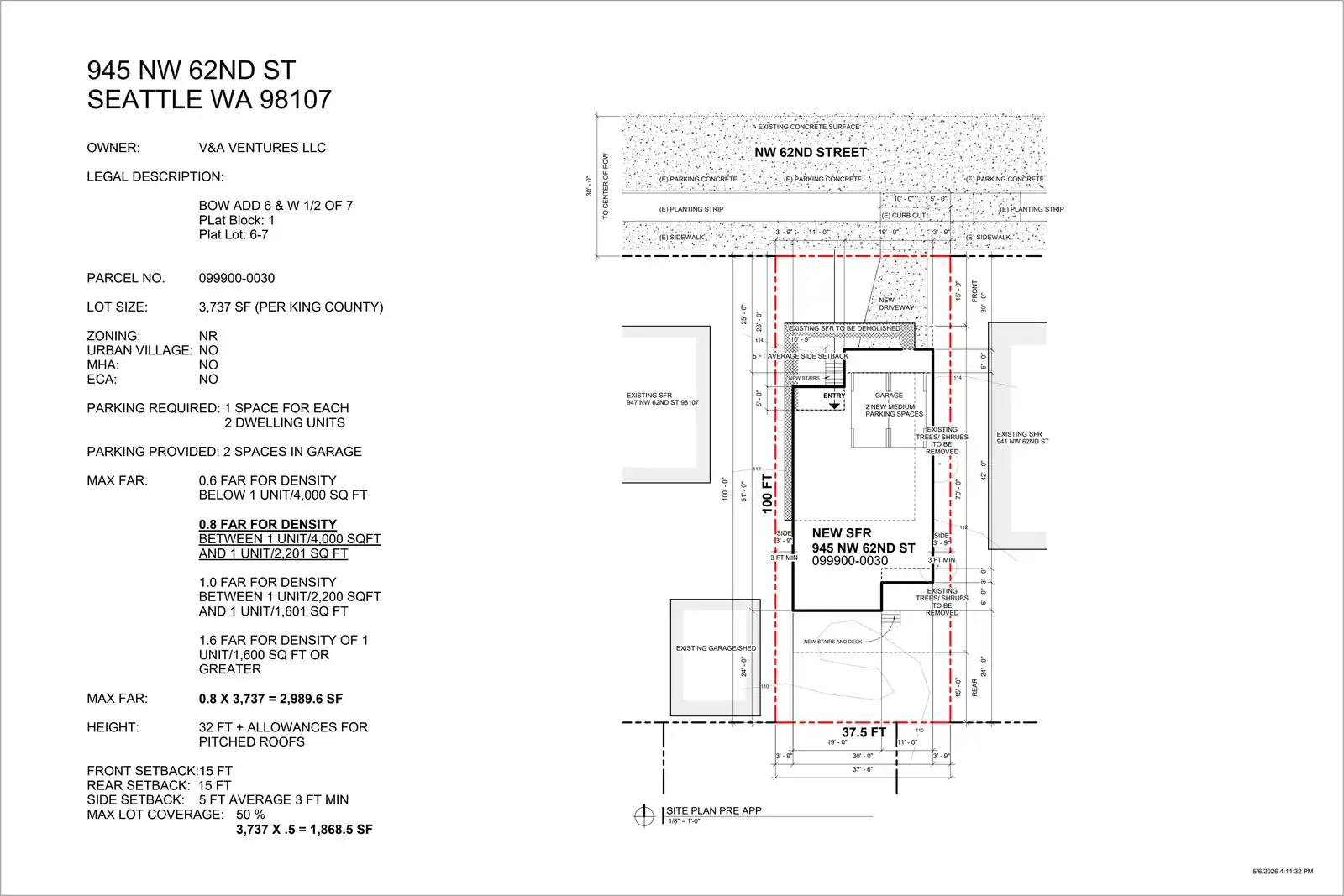 Site plan for 945 NW 62nd St