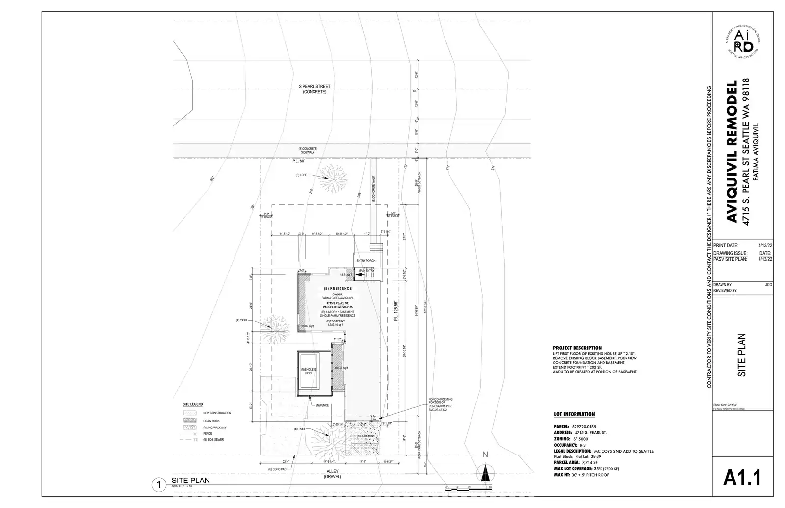 Site plan for 4715 S Pearl St