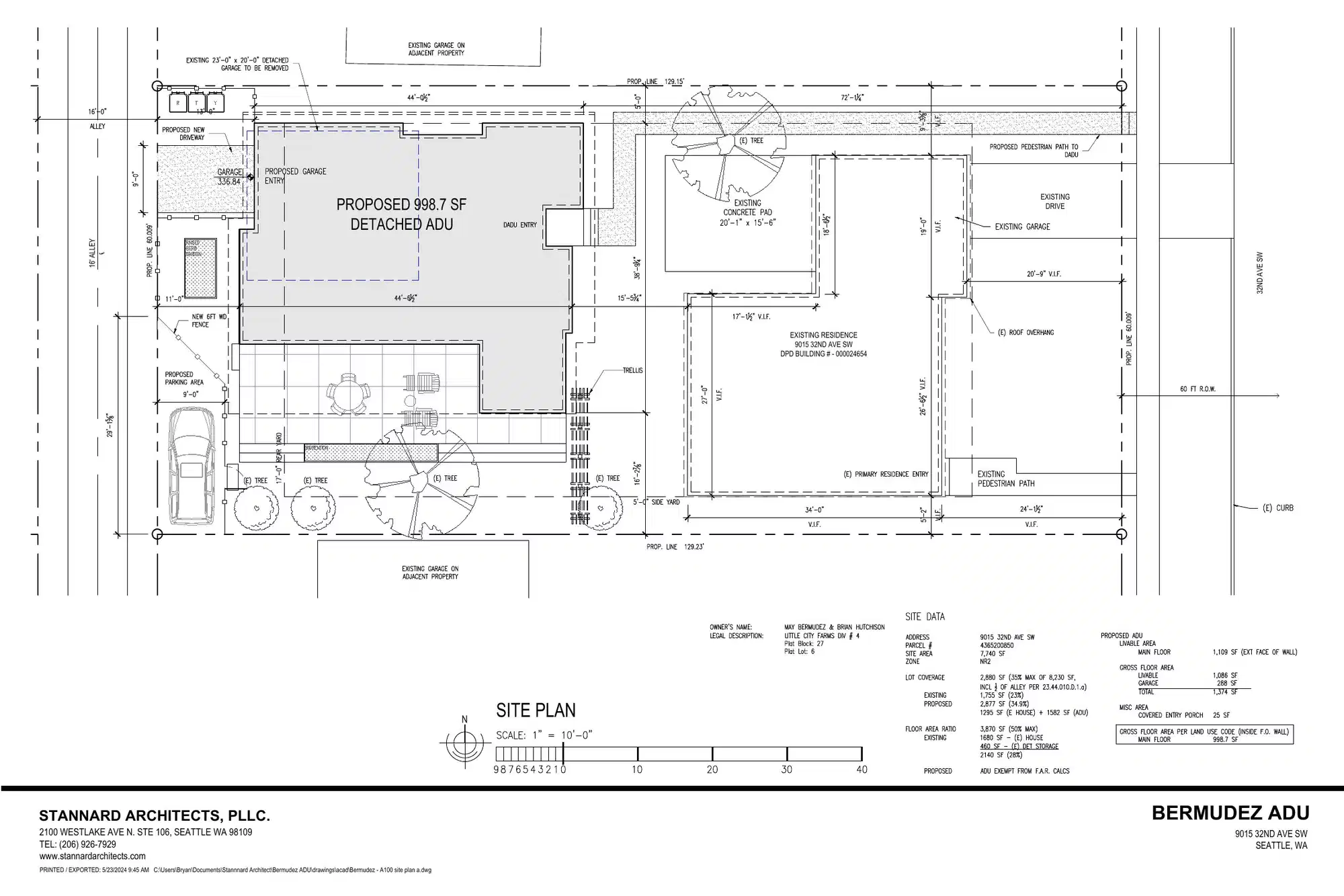 Site plan for 9013 32nd Ave SW