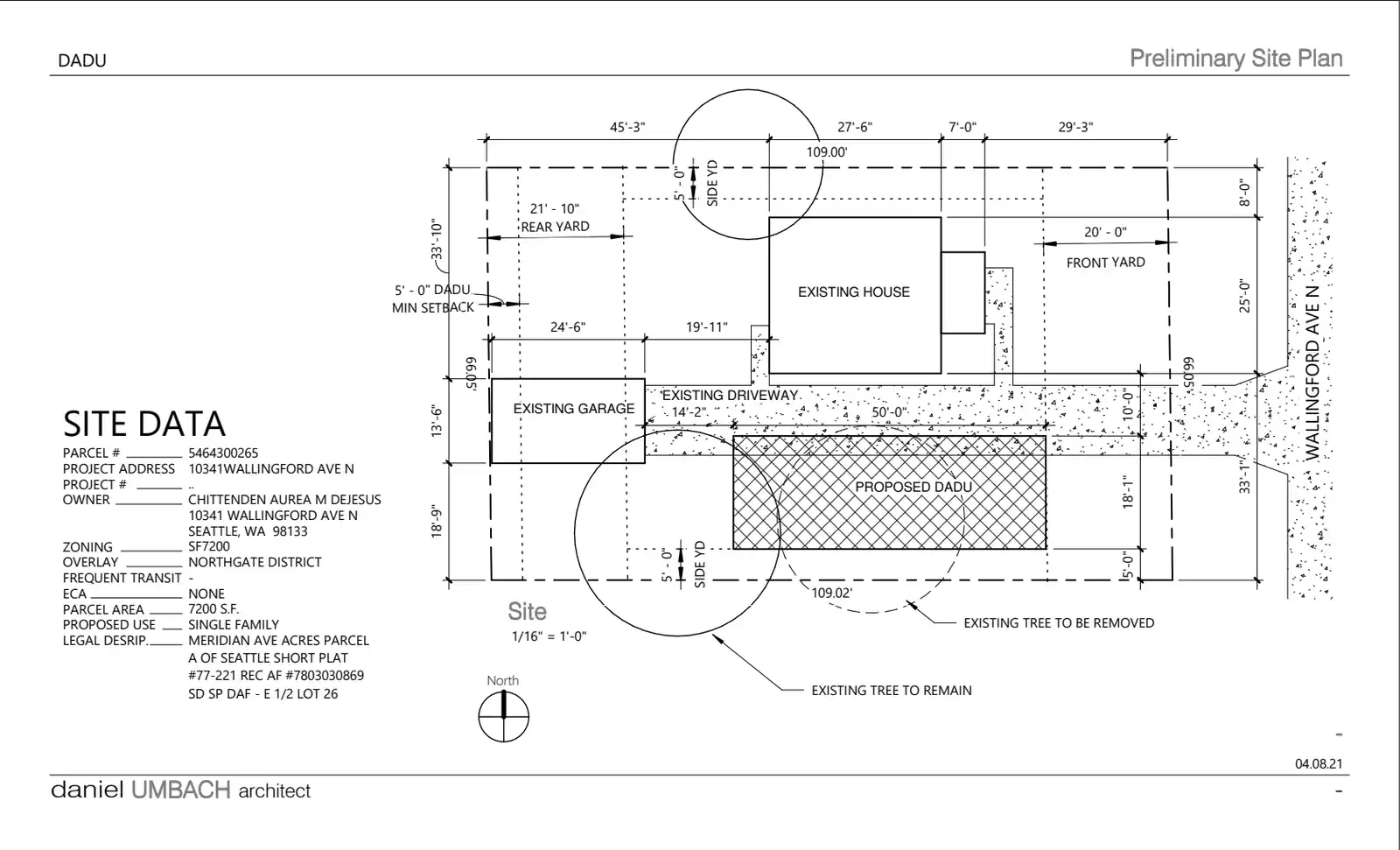 Site plan for 10341 Wallingford Ave N