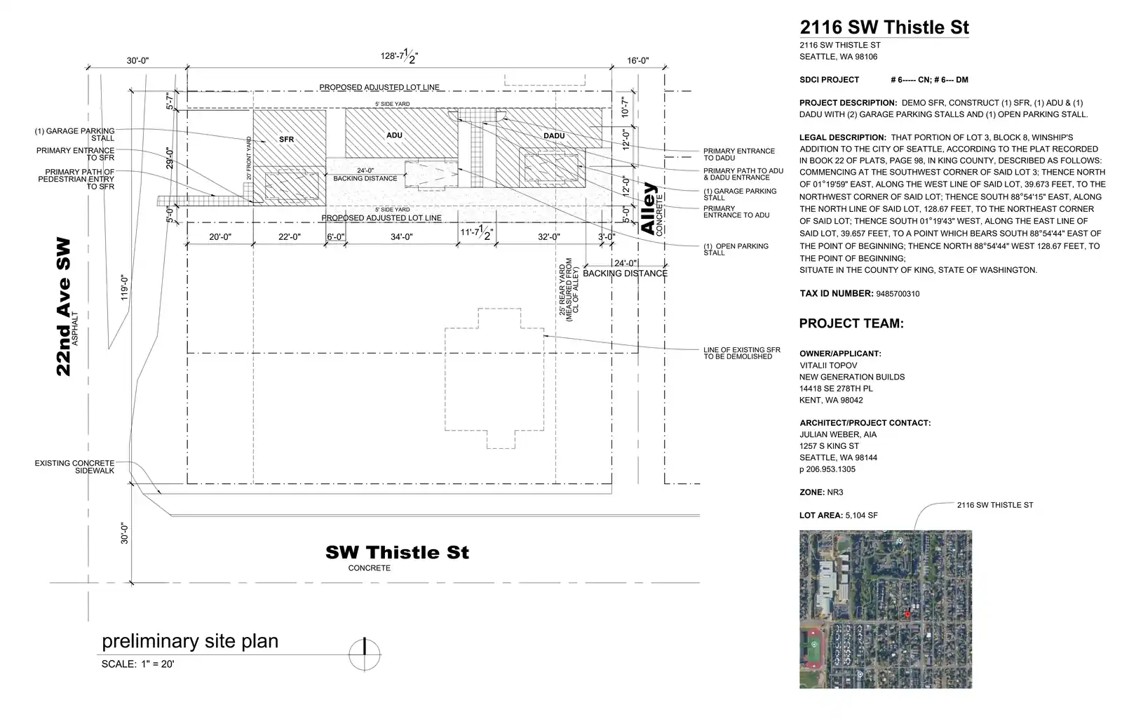 Site plan for 2116 SW Thistle St