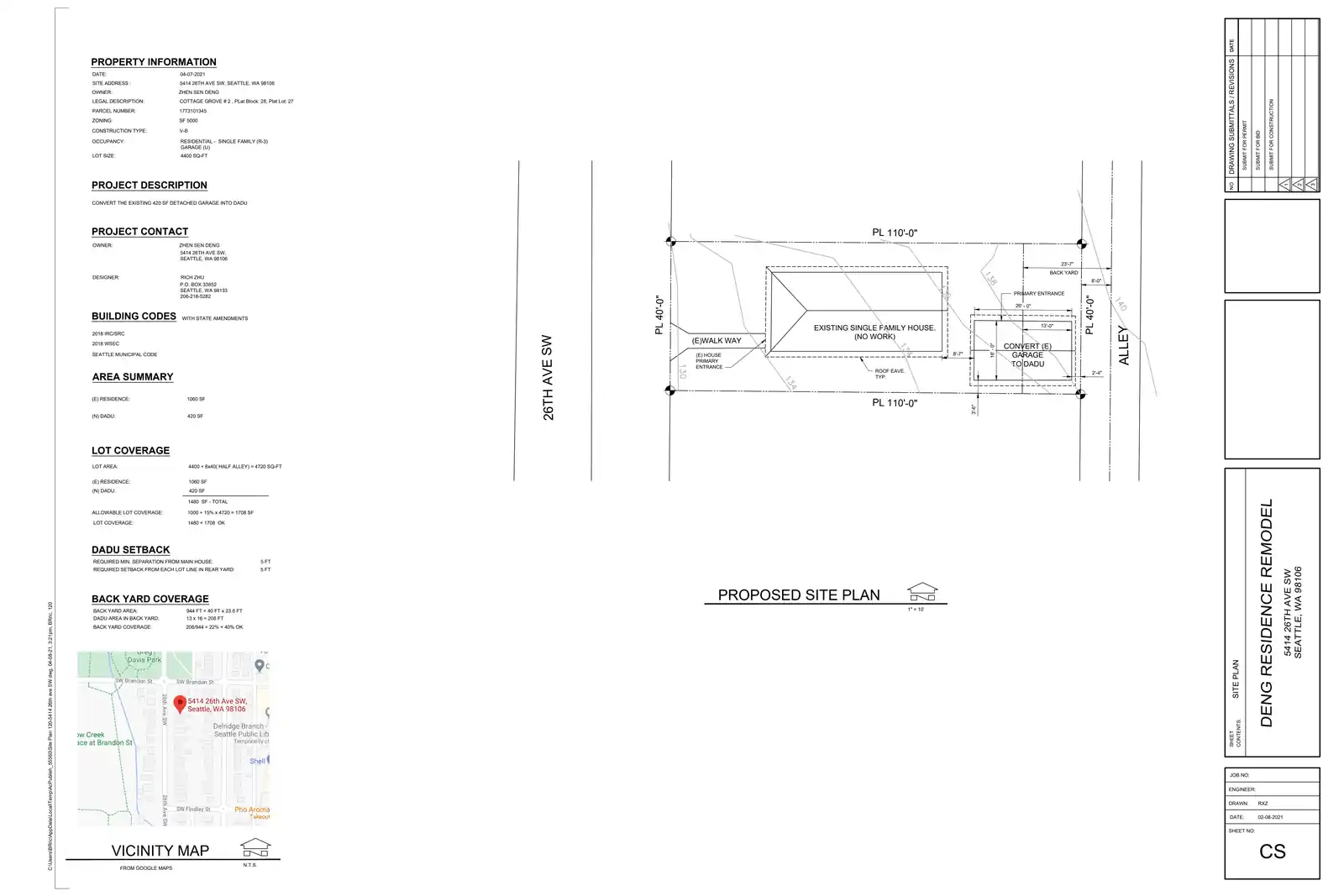 Site plan for 5414 26th Ave SW
