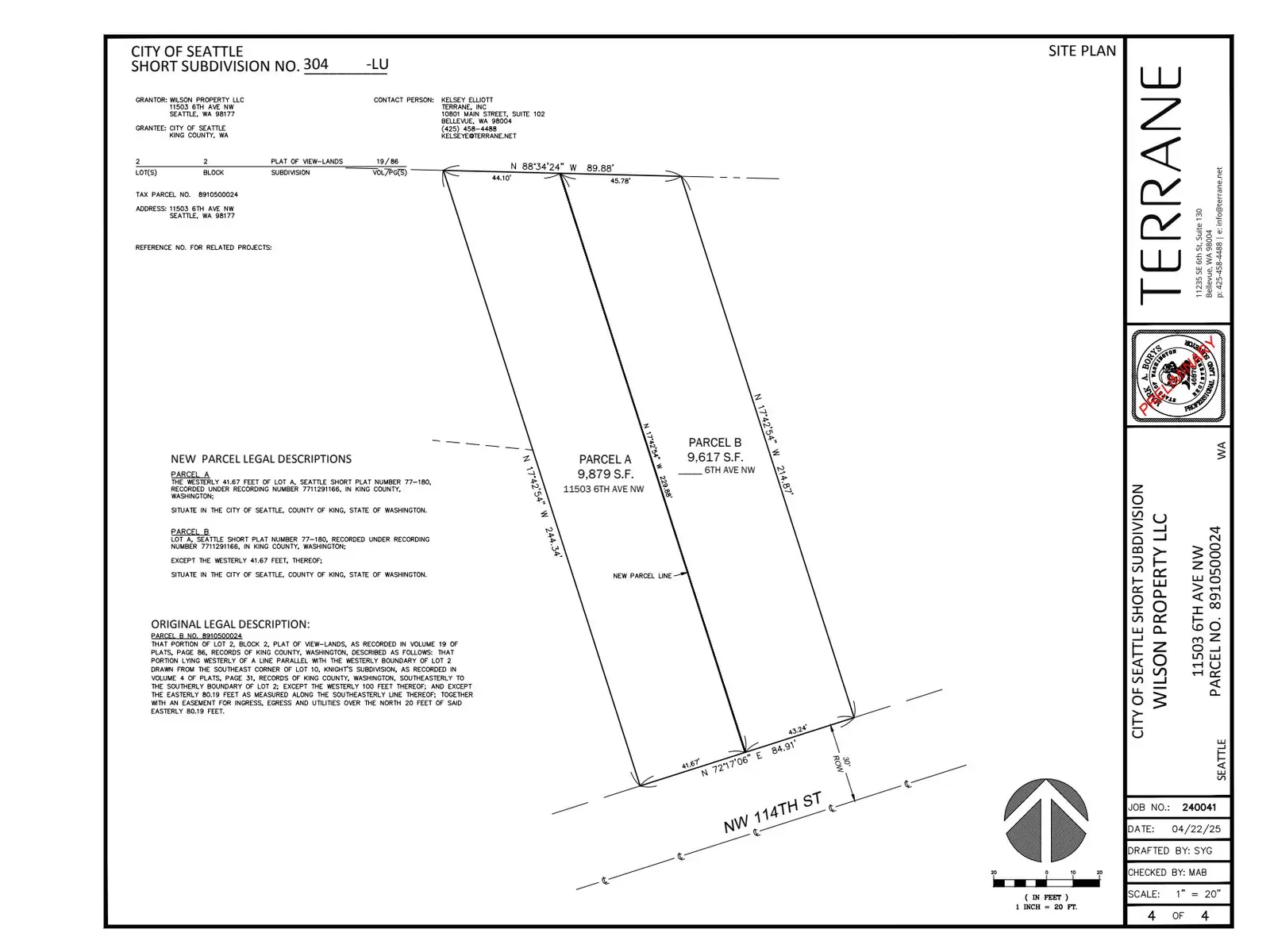 Site plan for 11503 6th Ave NW