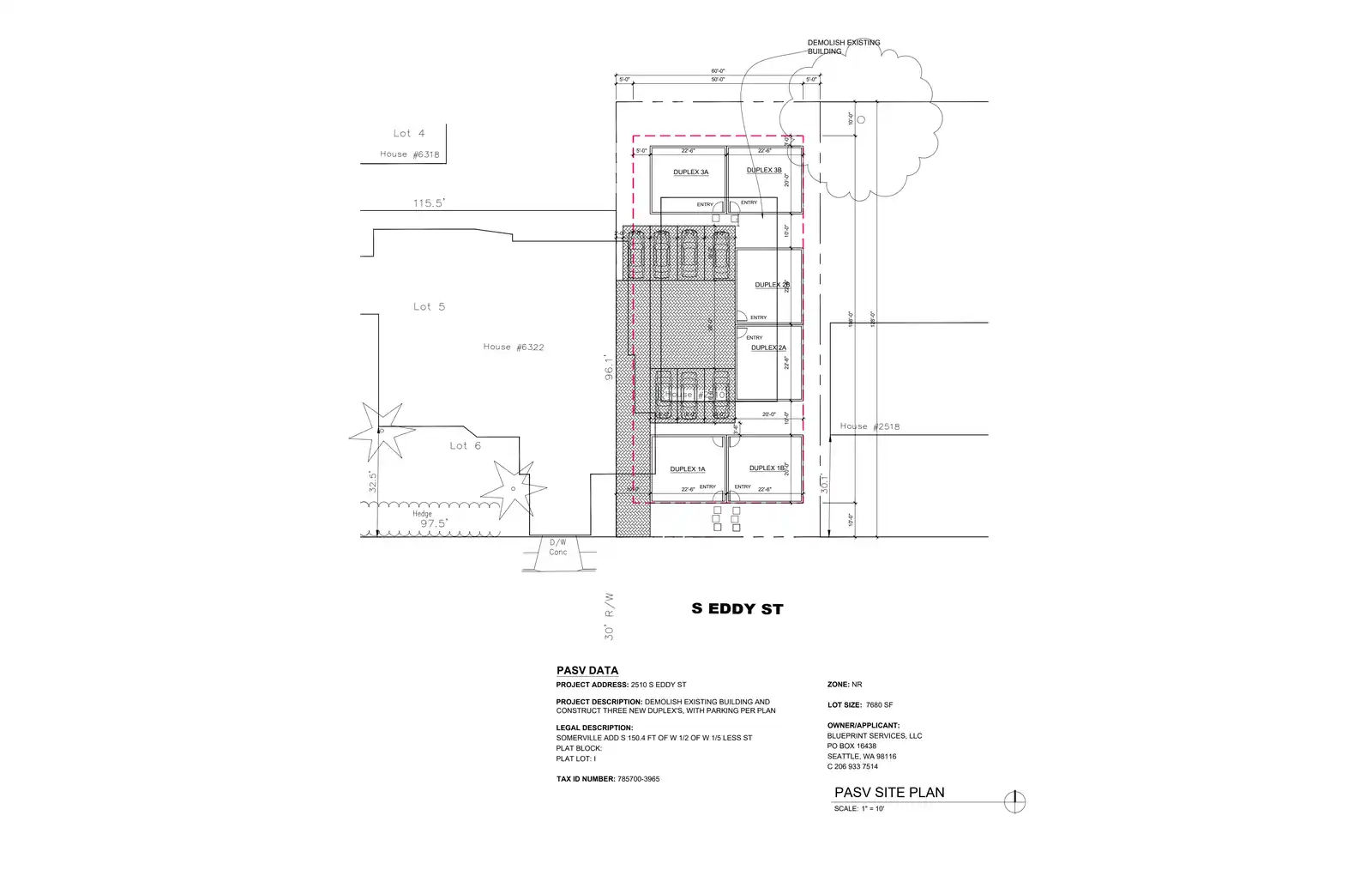 Site plan for 2510 S Eddy St