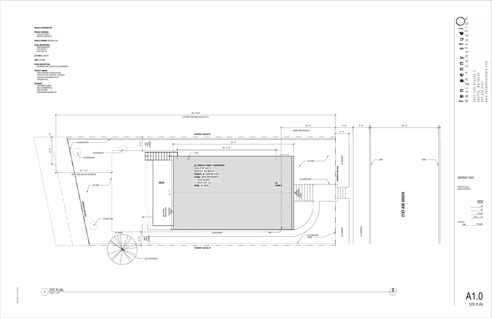 Site plan for 3103 21st Ave S