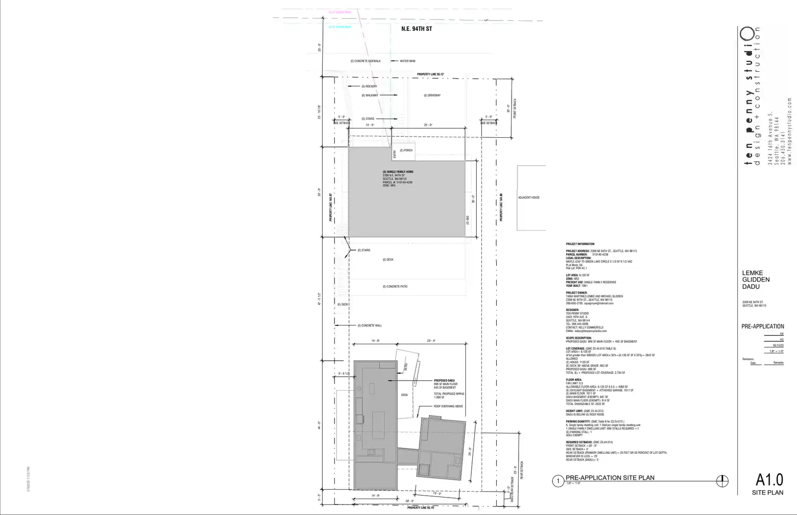 Site plan for 2309 NE 94th St
