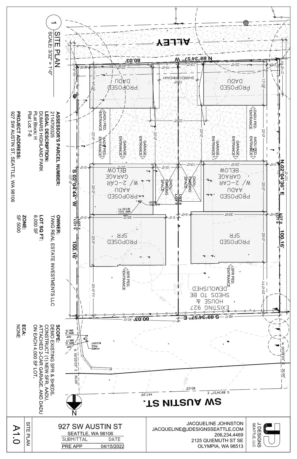 Site plan for 927 SW Austin St